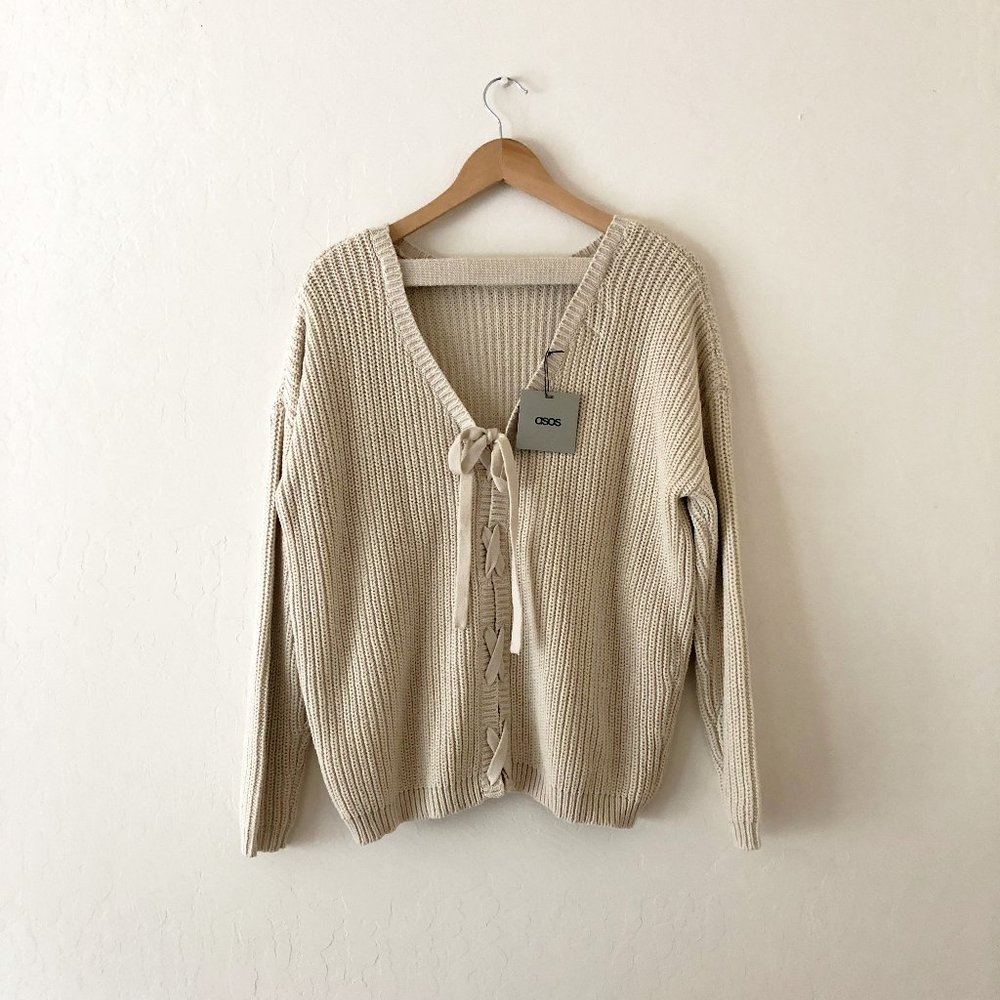 ASOS Lace-up Back Chunky Knit Sweater US 4